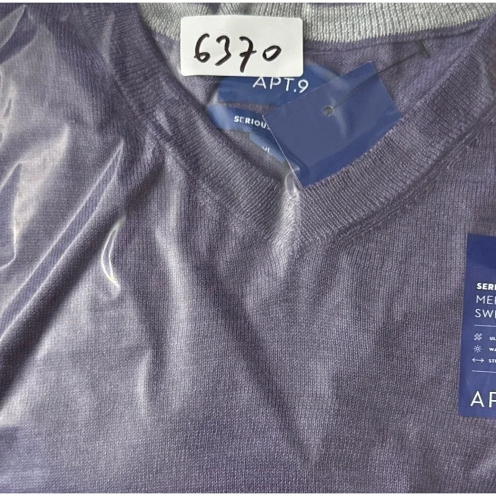 NWT Apt 9 V-Neck Seriously Soft Merino Wool Blend Sweater Mens XL Purple Hipster